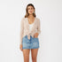 Waffle Knit Long Sleeve Wrap Cardigan